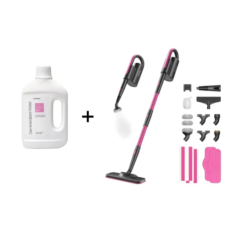 Schenley 10-in-1 Steam Mop Dual-Rod Design with Detachable Handheld Steamer for Walls, Grouts, Hard Floors, Tiles, includes Multi-purpose Accessories, Washable Microfiber Pads and Disposable Pads
