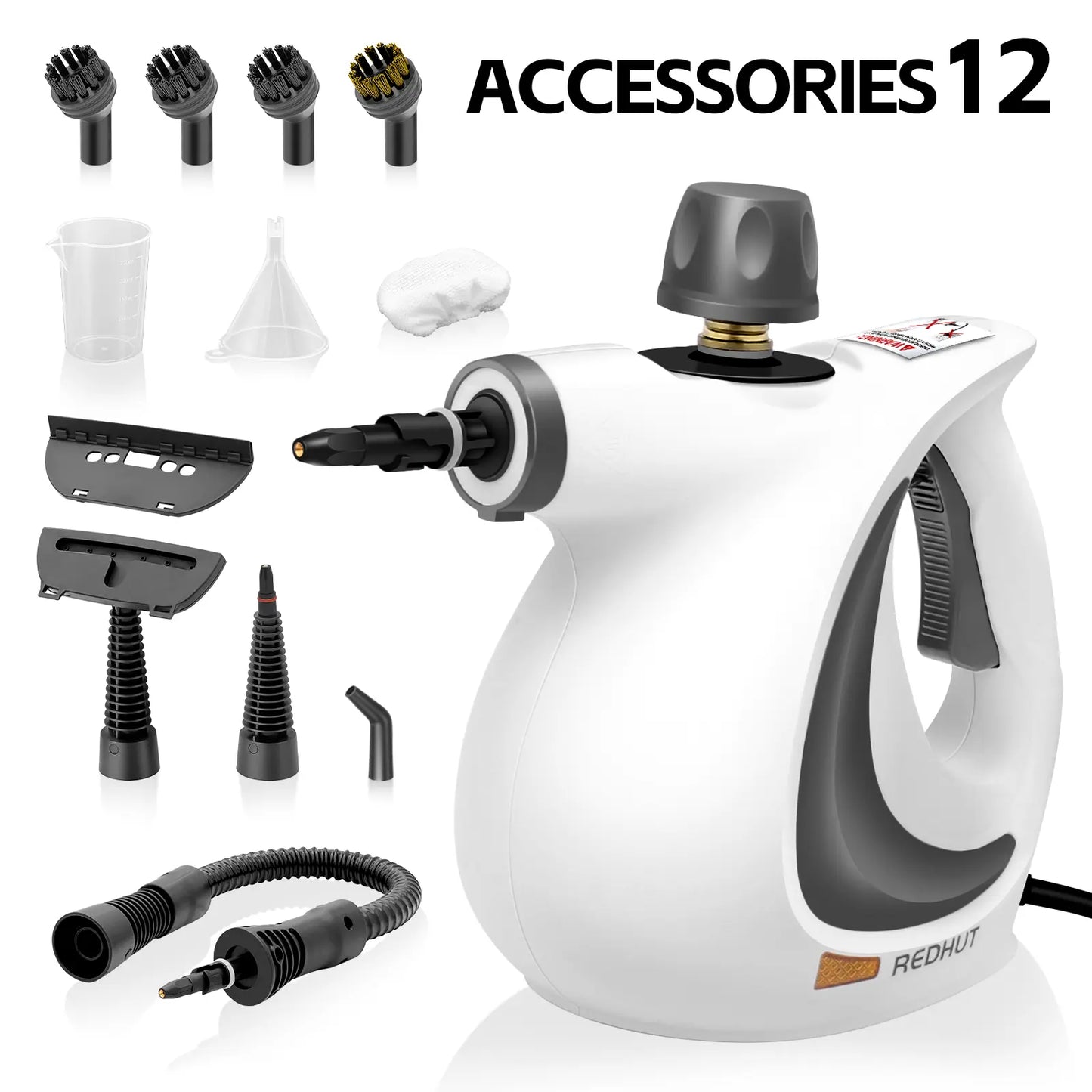 Powerful Handheld Steam Cleaner 12-Piece Set, Chemical-Free Multi-Surface Steamer for Kitchen, Appliances & Car Cleaning
