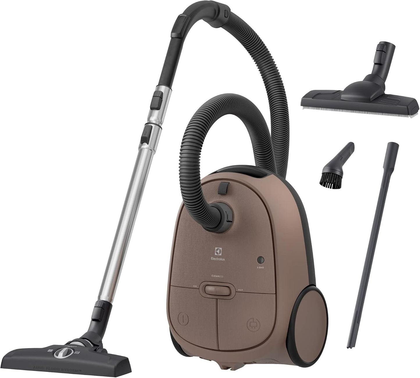 Electrolux Odkurzacz Workowy Clean 600 EB61C3WBL, 73 dB, 99,99% skuteczność odkurzania, Kompaktowy rozmiar, 55% materiałów pochodzących z recyklingu, Zasięgiem 12 metrów, Brąz