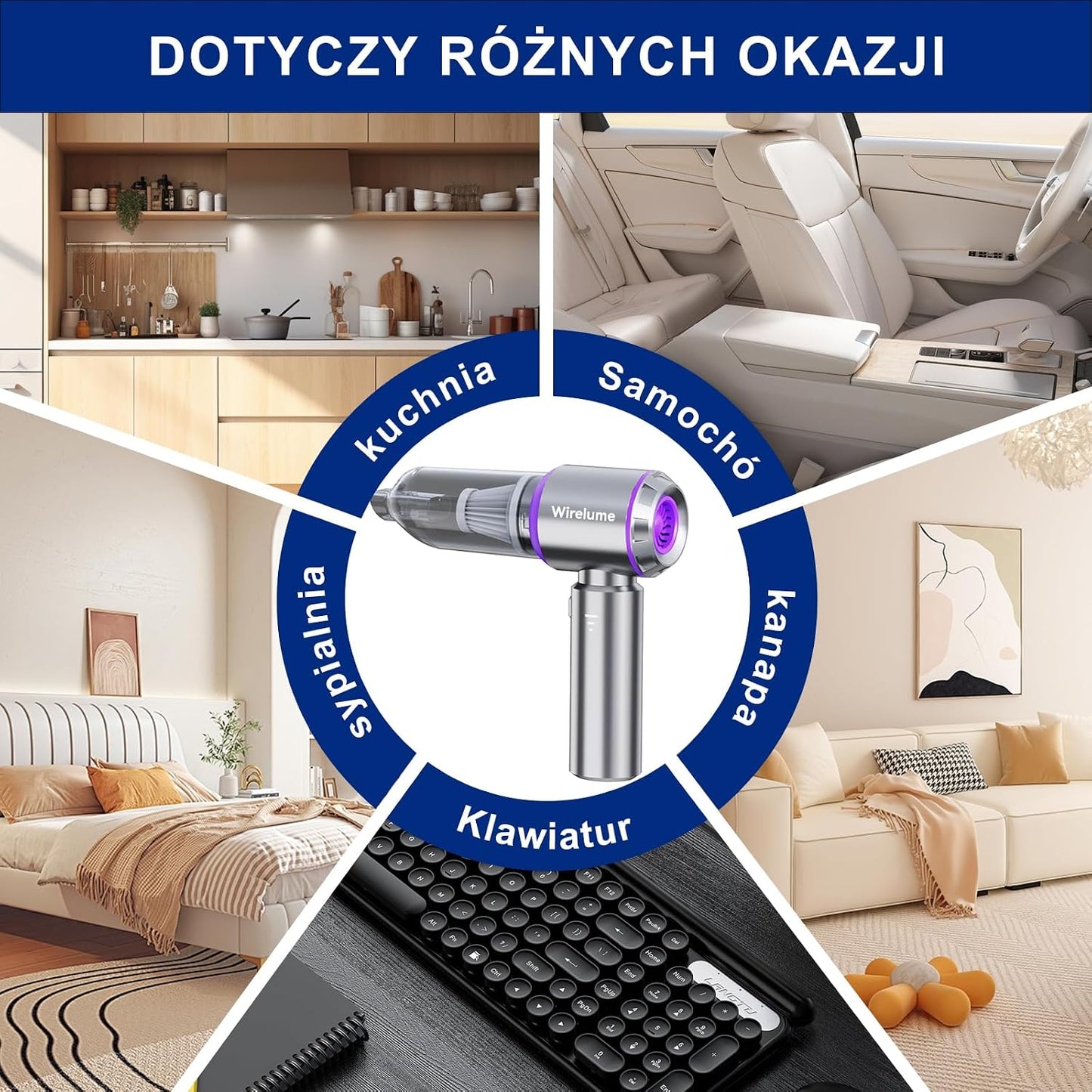 Bezprzewodowy Odkurzacz Ręczny Odkurzacz Samochodowy Miniodkurzacz mocny 22000Pa Mocny cyklonowy silnik ssący bezszczotkowy przenośny akumulatorowy lekki do sierści zwierząt pojazd biuro