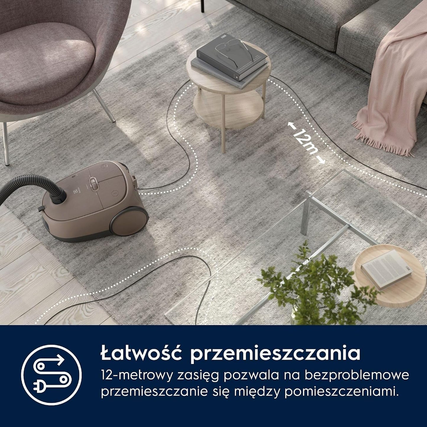 Electrolux Odkurzacz Workowy Clean 600 EB61C3WBL, 73 dB, 99,99% skuteczność odkurzania, Kompaktowy rozmiar, 55% materiałów pochodzących z recyklingu, Zasięgiem 12 metrów, Brąz
