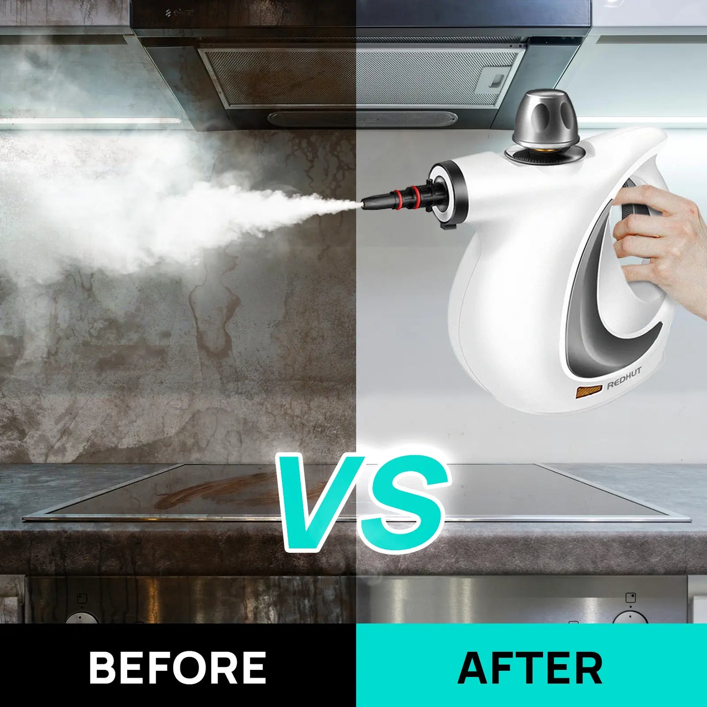 Powerful Handheld Steam Cleaner 12-Piece Set, Chemical-Free Multi-Surface Steamer for Kitchen, Appliances & Car Cleaning