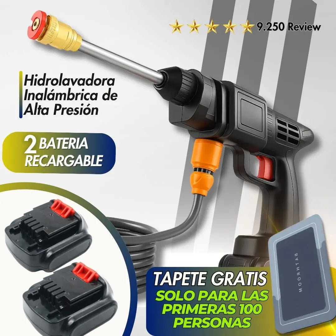 HIDROLAVADORA INALAMBRICA DE ALTA PRESION CON DOS BATERIAS + MALETIN Y TAPETE  GRATIS