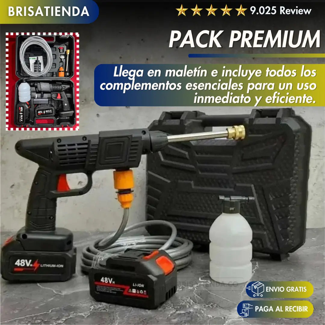 HIDROLAVADORA INALAMBRICA DE ALTA PRESION CON DOS BATERIAS + MALETIN Y TAPETE  GRATIS